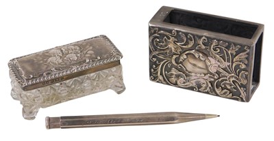 Lot 563 - A Victorian silver match sleeve, with embossed...