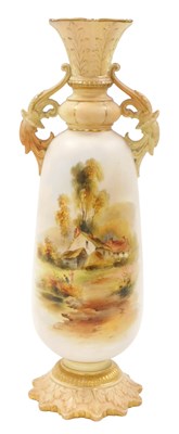 Lot 490 - A Grainger & Co Worcester porcelain vase,...