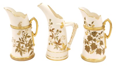 Lot 494 - A pair of Royal Worcester porcelain jugs,...
