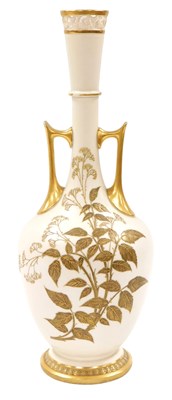 Lot 498 - A Royal Worcester porcelain twin-handled vase,...