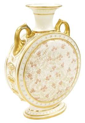 Lot 499 - A Royal Worcester porcelain twin-handled moon...