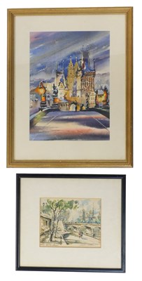 Lot 192 - Juan Manel (?). Paris-Notre Dame, watercolour,...