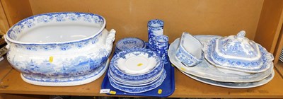 Lot 2058 - An ironstone blue and white twin handled...