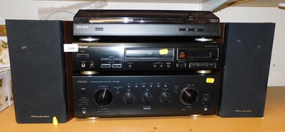 Lot 2099 - Sound equipment, comprising a Sony turntable,...