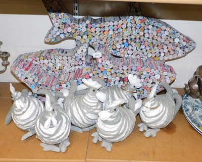 Lot 2111 - Two contemporary sculptures formed as rolled...