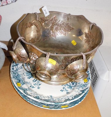 Lot 2112 - A 20thC silver plated pedestal punch bowl,...