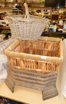 Lot 2169 - A wicker log type basket, 50cm wide, together...