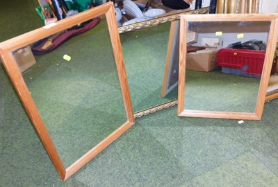 Lot 2185 - Two pine framed wall mirrors, together with a...