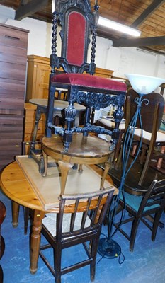 Lot 1056 - A pine extending kitchen table, together with...