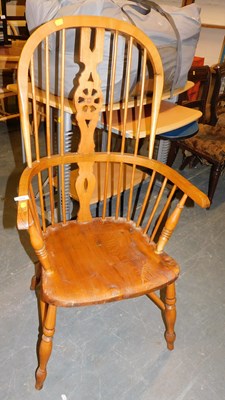 Lot 1070 - An oak and elm loop wheel and spindle back...