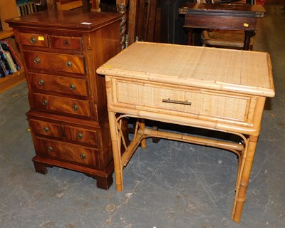 Lot 1072 - A bamboo and wicker side table, with a single...