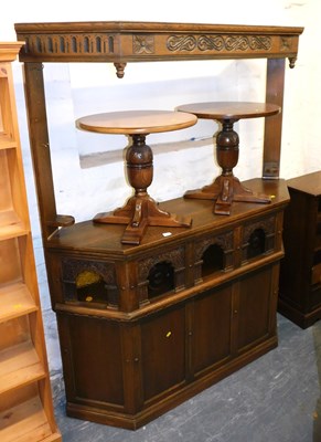 Lot 1005 - An oak Old Charm style bar, with a canopy,...