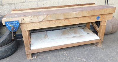 Lot 1100 - A two tier workbench, together with a Record...