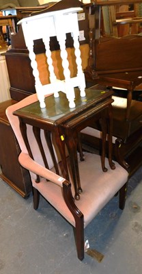 Lot 1035 - An open armchair, upholstered in pink draylon...