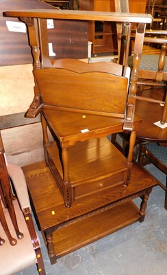 Lot 1036 - Oak furniture, comprising a two tier coffee...