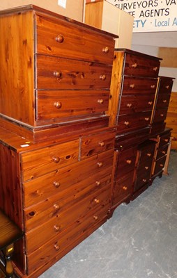 Lot 1041 - A stained pine bedroom suite, comprising a...