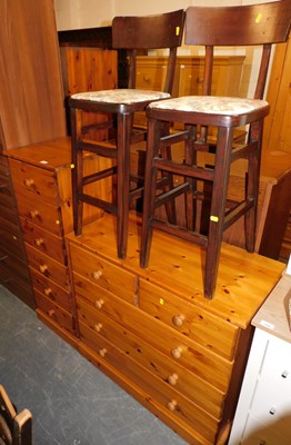 Lot 1045 - A group of furniture, comprising a pine chest...