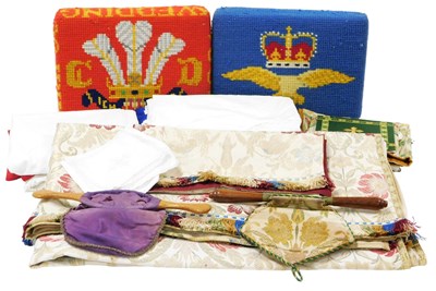 Lot 757 - Embroidered church wares, comprising...
