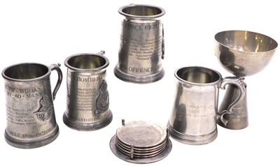 Lot 744 - Stainless steel and pewter wares, comprising...