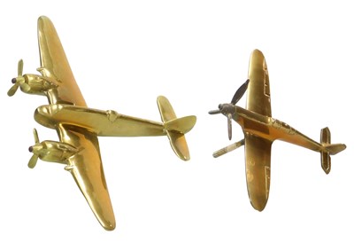 Lot 747 - Two 20thC brass aeroplane models, lacking...