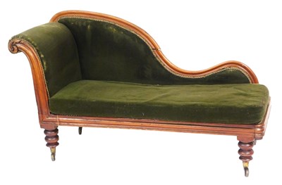 Lot 760 - A Victorian mahogany chaise longue, with green...