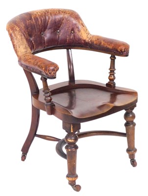 Lot 761 - A Victorian mahogany library chair, with brown...