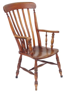 Lot 765 - A Victorian stained beech and elm lath back...