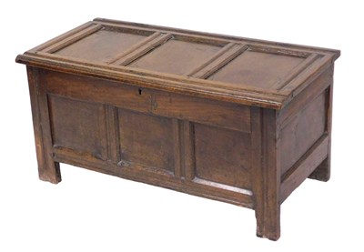 Lot 776 - A 17thC oak coffer, with three panel...