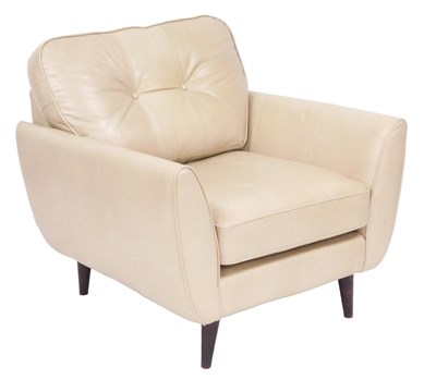 Lot 796 - A French Connection cream leather low armchair.