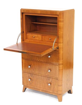 Lot 1143 - An Art Deco walnut secretaire abattant, 66cm...