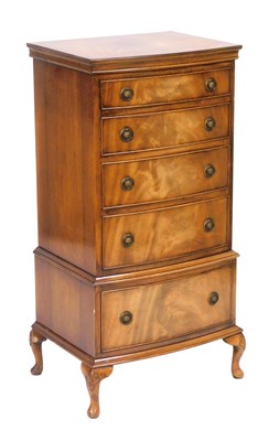 Lot 790 - A Georgian style flame mahogany bow front...