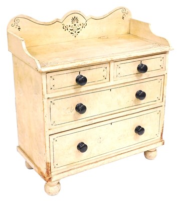 Lot 795 - A Victorian painted pine tray top chest, with...