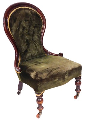Lot 798 - A Victorian mahogany spoonback nursing chair,...