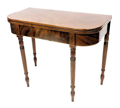 Lot 804 - An early 19thC mahogany demi lune fold over...