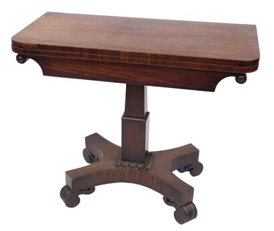 Lot 805 - A Regency mahogany fold over card table,...