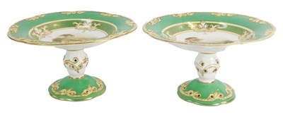 Lot 16 - A pair of 19thC porcelain comports, apple...