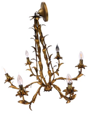 Lot 818 - An early 20thC gilt metal six branch...