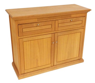 Lot 830 - A light oak cupboard, with two drawers, above...