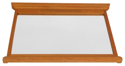 Lot 845 - A light oak overmantel mirror, with a...