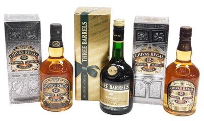Lot 132 - A bottle of Three Barrels VSOP brandy, 70cl,...