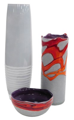 Lot 136 - A cased glass vase, of cylindrical form, with...