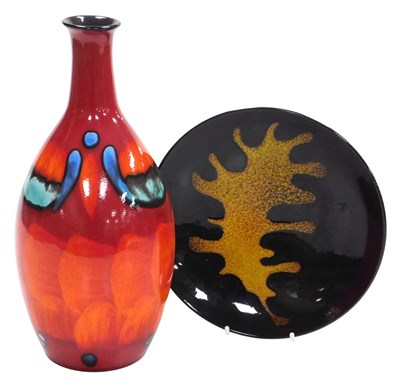 Lot 137 - A Poole pottery Volcano vase, of bottle form,...