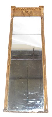 Lot 19 - An early 19thC giltwood overmantel mirror, the...