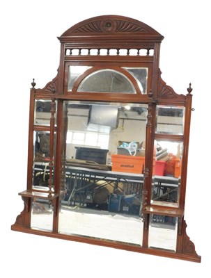 Lot 303 - A late 19th/early 20thC walnut overmantel...