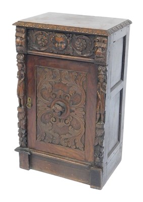 Lot 339 - A late 19thC Flemish-style carved oak side...