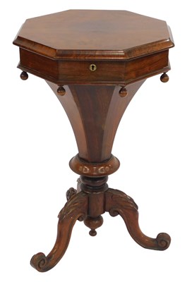 Lot 340 - A Victorian rosewood trumpet shaped work table,...
