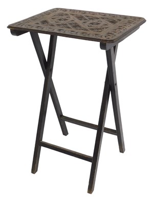 Lot 347 - A 19thC ebonised and parcel gilt folding table,...
