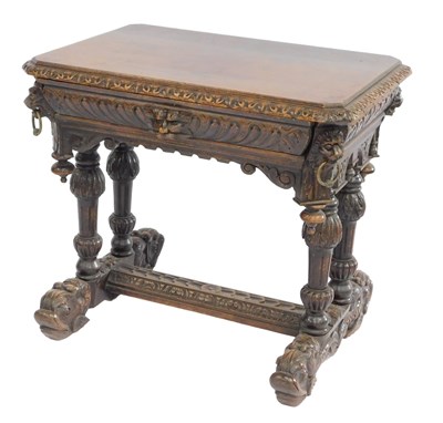 Lot 376 - A Victorian carved and ebonised oak small...