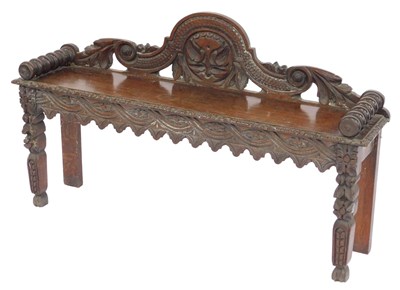 Lot 382 - A Victorian oak window seat or bench, the...