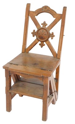 Lot 359 - A late 19thC Gothic style oak metamorphic...